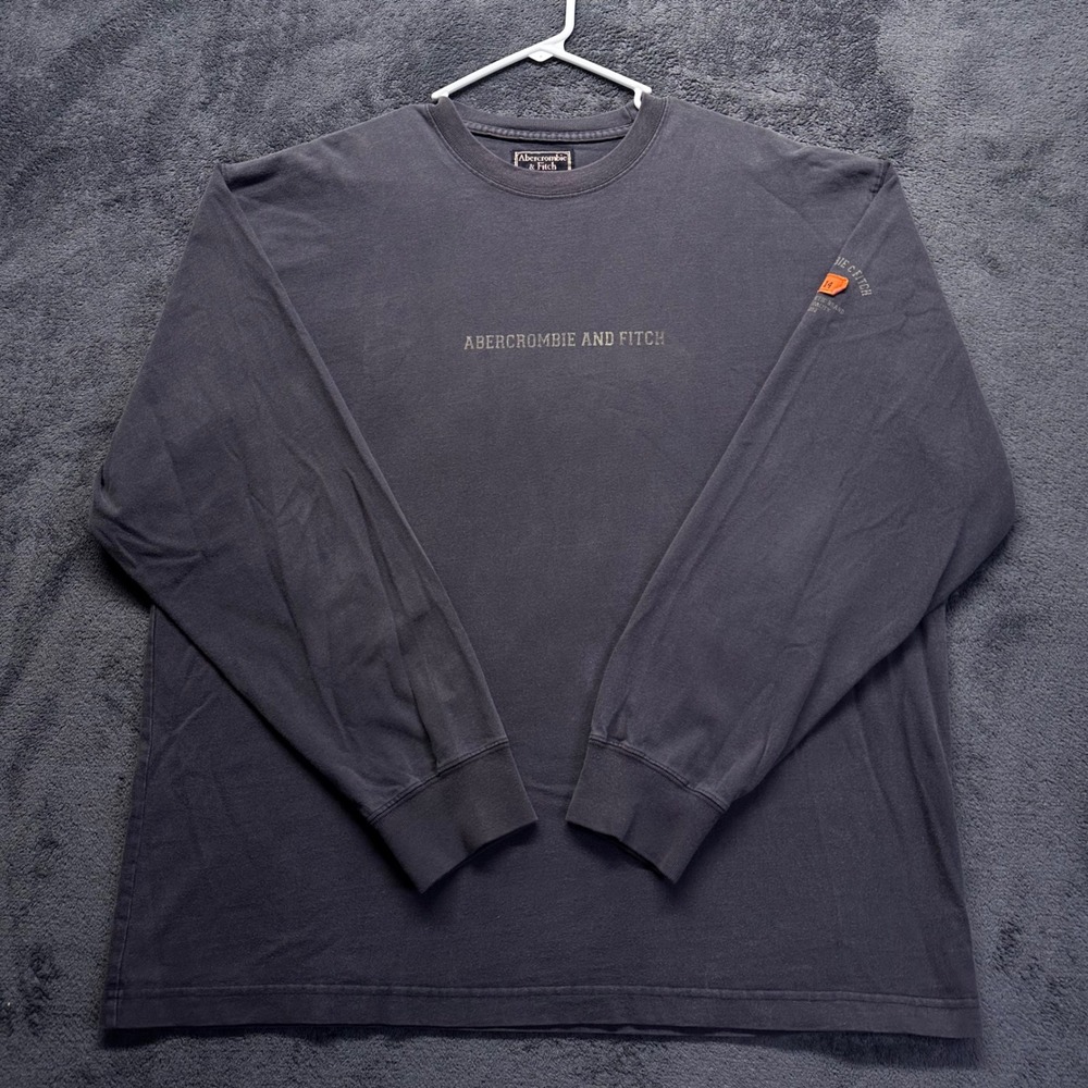 Vintage Abercrombie & Fitch Long Sleeve T-Shirt Men's XL Dark Gray Essential Top